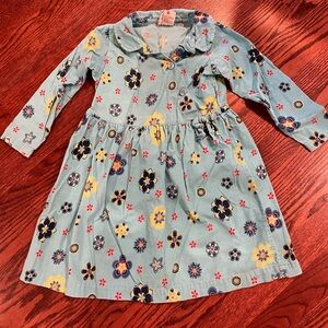Hanna Andersson Blue Floral Corduroy Dress Size 100 (US 4)
